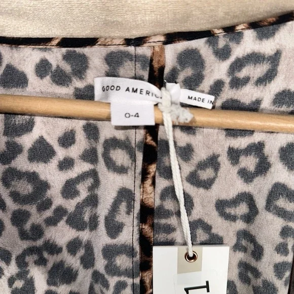 Good American Womens NEW Goddess Tie Waist Robe in Leopard Swim Spring MSRP $139